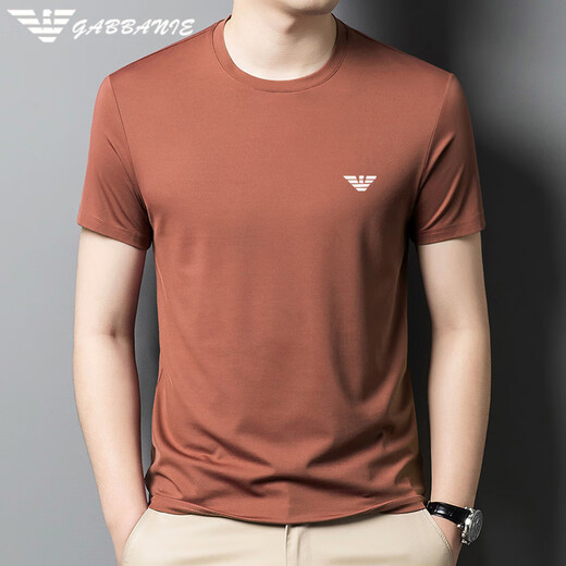
ARMANIBR Armani high-end men's short-sleeved T-shirt for men 2025 summer mulberry silk thin half-sleeved men round neck ice. Silk top 6998 white 2XL 54 (suitable for weight 150-170 Jin [Jin equals 0.5 kg])
