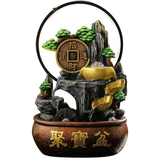 Drei-aquatischer Tiger fließendes Wasser und Geldverzierungen Feng Shui Wheel Fountain Desktop Dekoration Wohnzimmer Zirkulation Wasser Büro Schatztopf 6629 Senden Sie Atomizer Senden
