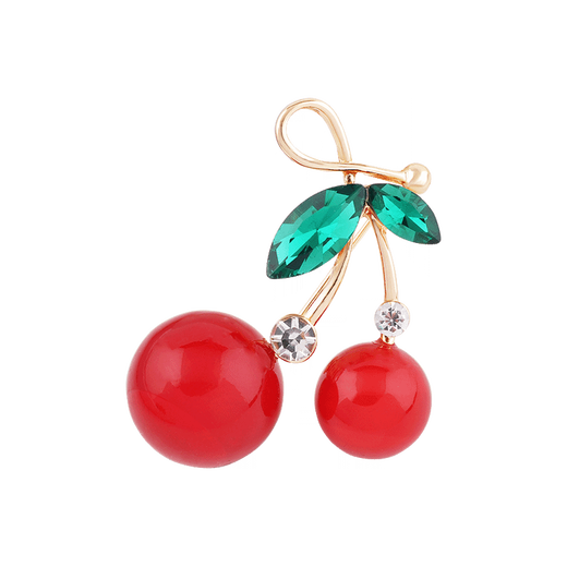 
QUAMER new red cherry sweater button pin individual pin temperament corsage anti-exposure accessories brooch fixed clothes for women red cherry brooch length 4.2cm*3.5cm