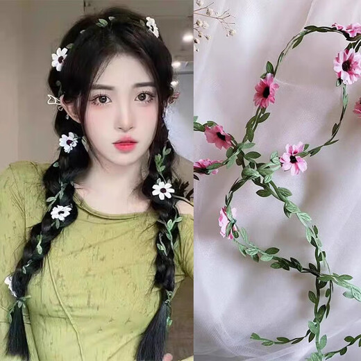 Super fairy garland headband headband girl princess forest simulation rattan flower headband cute girl head flower 4# flower garland--purple garland