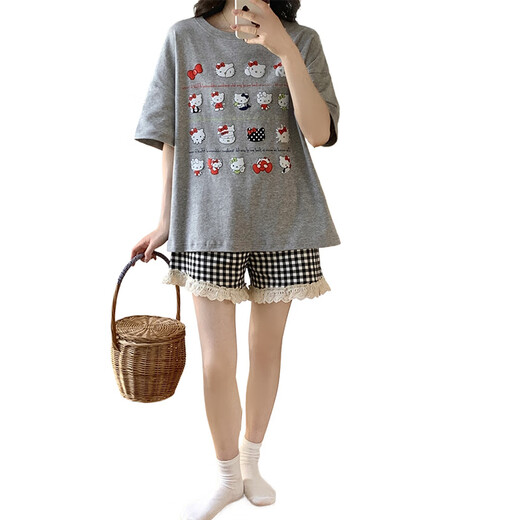 都市丽人新款睡衣女夏季短袖短裤甜美可爱卡通韩版学生女士家居服 QG6627 M
