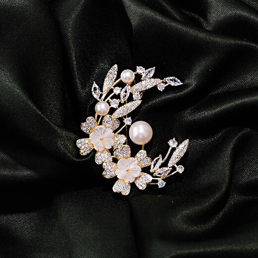 Xiaomi Star Laurel Goddess Brooch Elegant Temperament Pin Pearl Chic Cherry Blossom Accessories Jacket Coat Neck Decoration Laurel Gold