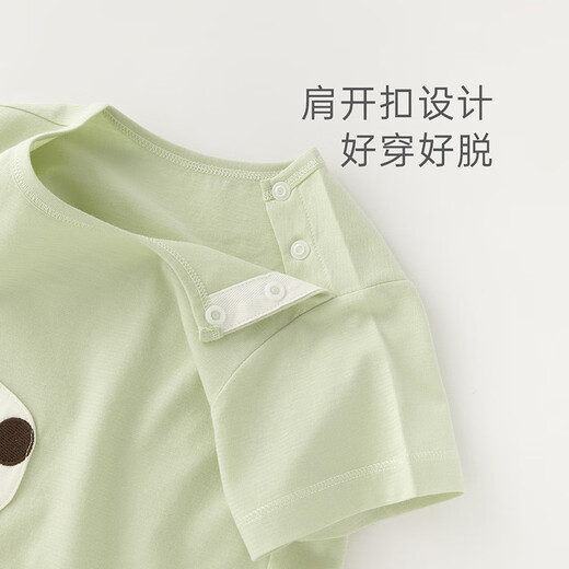Guaiqi Bear boy and girl baby short-sleeved pure cotton T-shirt summer thin half-sleeved cartoon top baby cute summer clothes milk tea green 80