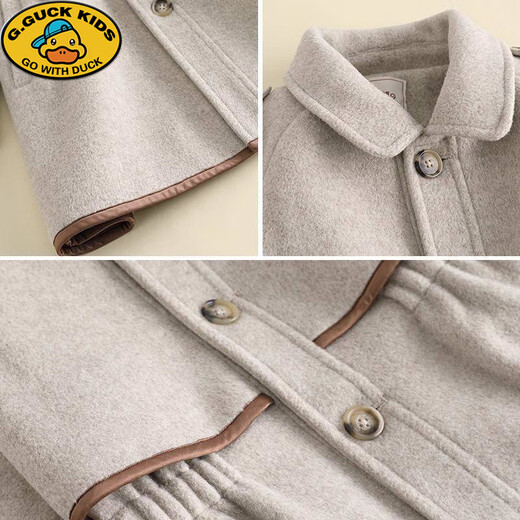 G.Duckkids Coat Woolen Coat 2024 Nuevo estilo coreano Otoño espesado e invierno CAPA DE LANA DE CINTURA DE NIÑOS MEDIOS