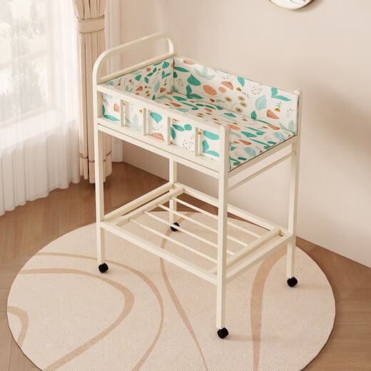 Igiftfire# Windel Tabelle Babypflege Tabelle Multifunktion Voller Eisenrahmen bewegte Babywindelwechsel Neue Zweitschichtmilch Kaffee Nacktwindel Tisch + Matratze Zaun