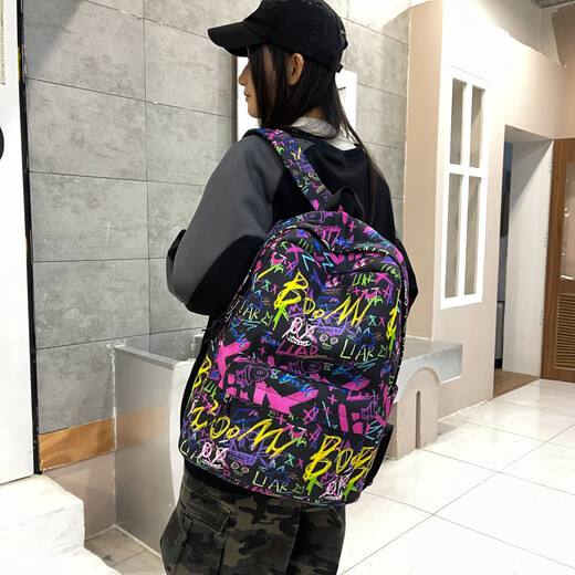 Frauen-Rucksack neuer Mode-College-Stil Junior High School-Schüler Grundschüler wasserdichte Kleidung-resistenten Reise-Rucksack schwarz (kein Anhänger) TJ929
