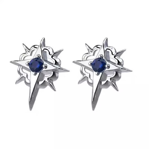 BJYL star's same style earrings for men, handsome and versatile, high-end niche retro light luxury earrings as a birthday gift for boyfriend Blue Polaris earrings single