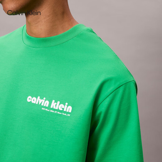 Calvin KleinJeans25早秋新款男士休闲纯色ck字母印花纯棉宽松短袖T恤4RC829G L1X-冰珀绿 L