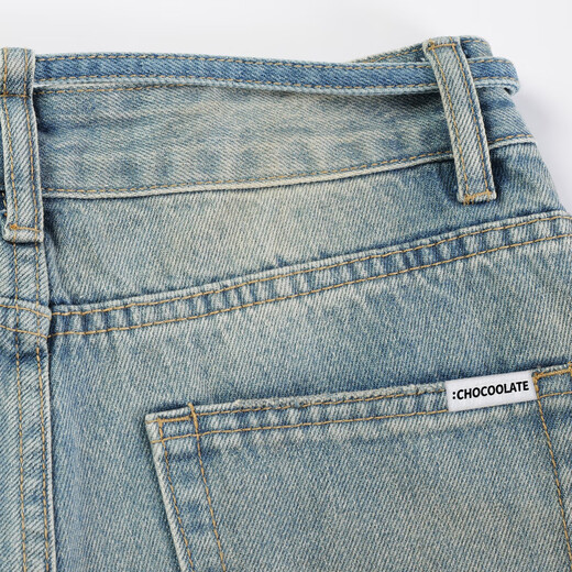 :CHOCOOLATE it American graffiti jeans for women in summer new drawstring loose draped wide-leg trousers light blue [official authentic] S
