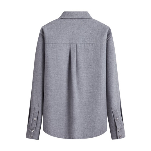 Navigare Italian small sailing women's long-sleeved shirt 2025 autumn and winter new brushed warm shirt simple top for women space gray M