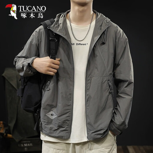 Woodpecker (TUCANO) summer light and breathable cool ice silk sun protection clothing jacket for men 2025 new anti-UV skin clothing fishing clothing off-white 4XL 200-220Jin Jin equals 0.5 kg