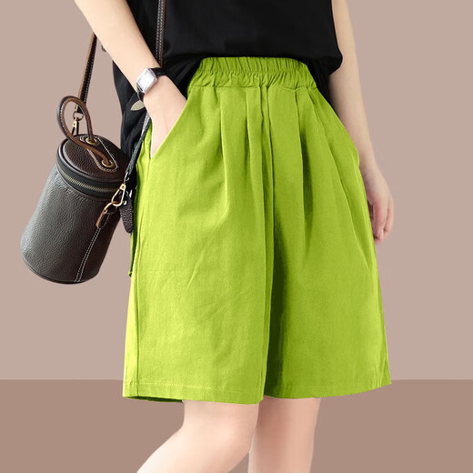 Pure cotton high-waist slim women's pants, thin, versatile, large size, casual, petite, shorts, summer wide-leg pants, black XL recommended 110-125 Jin Jin equals 0.5 kg