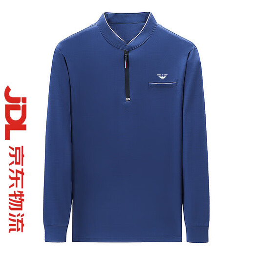 Falai Armani Armani Halb-Reißverschluss-Standkragen Langarm T-Shirt Herren Spring- und Herbst Trendy Pure Cotton Casual Base-Hemd Top 6625 Deep Lan X L 170120-140jin [Jin gleich 0,5 kg]