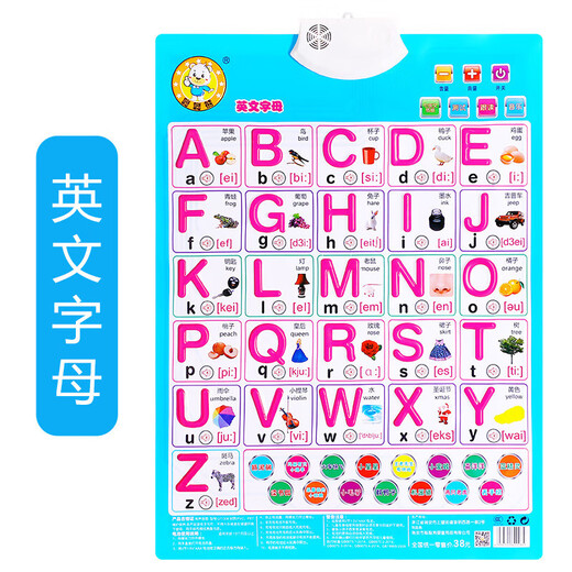 Chinesisches und englisches Congcong Bären Audio -Poster Kinder Englisch lernen Baby Kognitive frühe Bildung Pinyin Alphanumeric Toys English Alphabet
