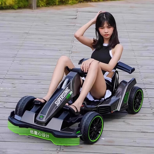 Samat children's electric kart Samat male and female children adult toy car four-wheel car parent-child interactive gift painted gray 12V12A foam wheel remote control early education music