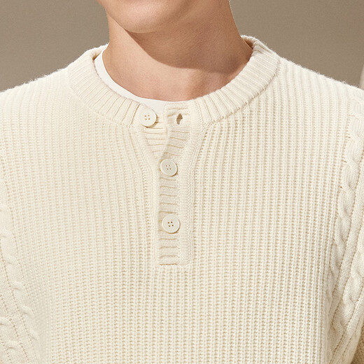Antonio [schwerer 695 g/100% Wolle] Dreidimensionales Kabel warme Strickwehrmannsdehnungshals-Casu-Pullover