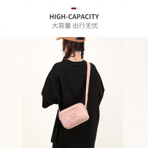 新款休闲单肩包时尚百搭小方包防泼水尼龙斜挎包女韩版多层手机包 黑色