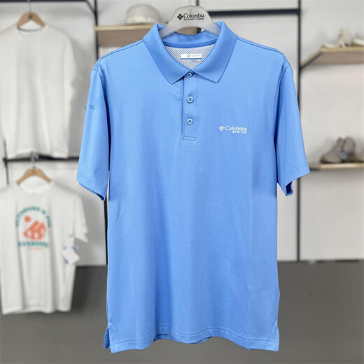 Columbia outdoor spring and summer new men's fishing series quick-drying breathable short-sleeved POLO shirt FE1038 455 blue 2XL/190/104A