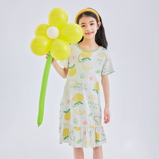 
DEESHA [7A Antibacterial Soft Cotton] Girls' Light and Breathable Mesh Night Dress Children's Summer Short Sleeve Home Dress
