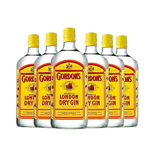 哥顿（Gordon’s）伦敦干味金酒杜松子酒 调酒基酒 英国原瓶进口洋酒 海外直采 金酒 750mL 6瓶 南非版
