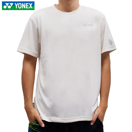 尤尼克斯（YONEX）羽毛球服男女款夏季新款运动套装速干短袖短裤上衣裤子 男款短袖16873CR_456冰米色 M