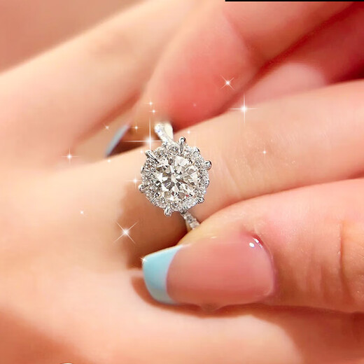 DR platinum moissanite diamond ring for women one carat pt950 platinum engagement ring Valentine's Day birthday gift for girlfriend six-pointed star ring 1 carat