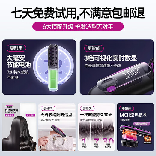 Cosmic Rubik's Cube straight hair comb with negative ions that won't hurt your hair. Wireless inner buckle for straight and curly hair. Dual-purpose portable hairdresser for perming. Electric heating comb. High-ceiling fluffy hair care artifact. Chinese Valentine's Day gift for girlfriend.