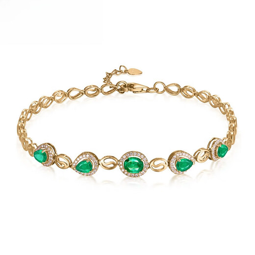 Haikai Bracelet Ladies' Emerald Gemstone Bracelet Luxury Jewelry Valentine's Day Birthday Gift for Wife and Girlfriend Emerald Gemstone Bracelet (0.88 carat 22.1 points diamond)