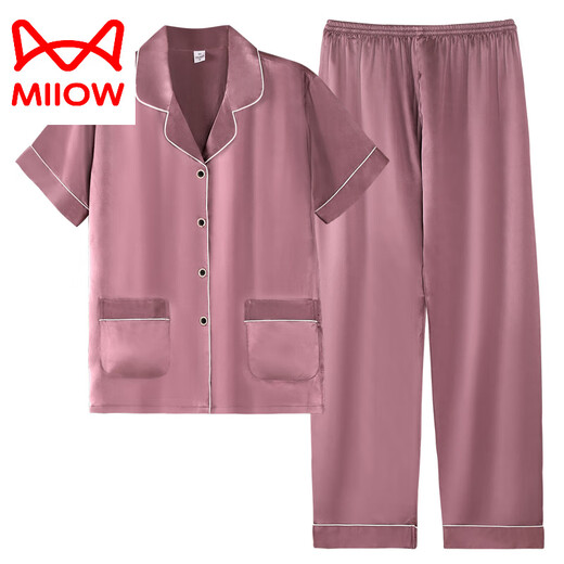 
Catman (MiiOW) pajamas for women in summer short-sleeved trousers ice silk new style 2025 thin imitation silk cropped pants women's home clothing FM11981 [short-sleeved trousers ice and snow silk cool feeling] M [80-100Jin [Jin equals 0.5 kg]] women's style