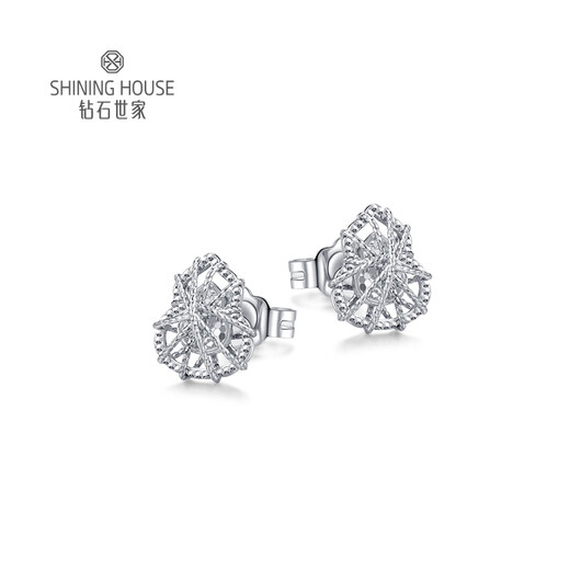 Diamond Family PT950 platinum earrings, gourd platinum earrings, platinum earrings, sparkling holiday gifts for girlfriend, single, about 1g