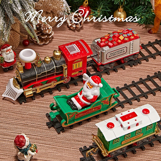 Jihu Christmas Electric Train Track Auto Toy Boy Boy Set Simulation Hochgeschwindigkeitsschiene Kinder Retro Dampfzug Fernbedienung Version Weihnachtszug Upgrade Rauch Elliptische Schiene Ladeversion Super Long Track + Szene Paket + Ladevorgang