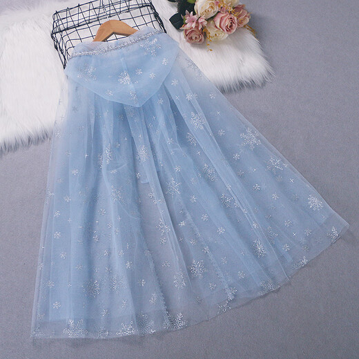 Kinder Dream Girl Cloak Children's Cloak Sommer Prinzessin Aisha Schalmasch Ice Blue Aisha Girl Outdoor Mantel 9885 Schneeflocke Umhang/Single Cloak ohne Accessoires One Größe für 3-13 Jahre alte Babys