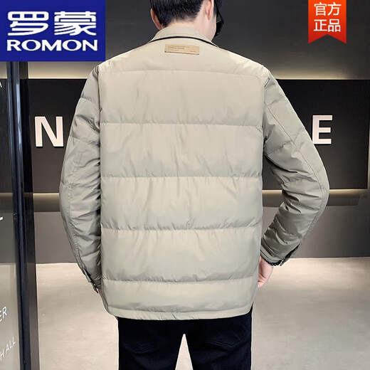 Romon (Romon) 2025 Nouvelle veste vers le bas de revers d'hiver pour hommes Version mince et propre vers le bas veste mince chemise collier Vêtements d'hiver 9901 blanc (canard blanc vers le bas) l 170