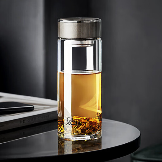 Heenoor Store Flagship Store Oficial Copa de vidrio Engrasada con una taza de té de malla de filtro Copa de agua portátil transparente Termos Copa Termos 530 ml Color natural XN-6196 con Mase de filtro Enviar taza