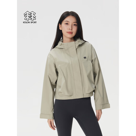 KOLON SPORT可隆夹克外套女防晒UPF50+防泼水耐磨短款连帽外套官方正品 浅卡其LK XS 155_80A