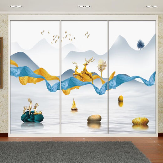 Yusenyi Garderobe Aufkleber renovierte selbstklebende Glasfilm Aufkleber Wand Aufkleber Taper Schiebetür Schrank Tür Garderobe Schrank Aufkleber MT-7374 Small