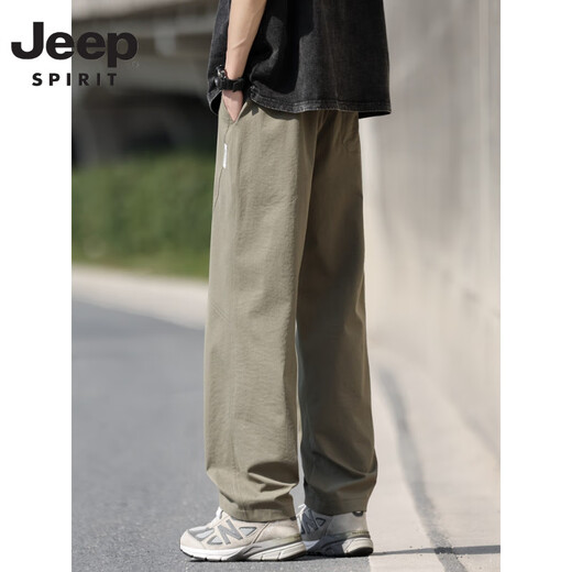 JEEP SPIRIT Jeep Men's Pants Summer New American Trend Straight Pants Military Green Thin Breathable Ice Silk Pants Cool and Quick Dry 6632 Military Green + 6636 Military Green L
