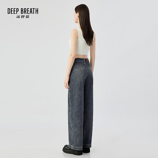 深呼吸DEEP BREATH女装2025夏装新款高腰直筒休闲纯棉牛仔裤女A100455 复古蓝 M (3)