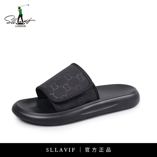 Salavvi Herren Sommer Neue modische und vielseitige weiche alleinige Strandschuhe für Männer tragen wasserdichte und geruchsichere Flip Flops Golfschuhe Schwarz 6189 43