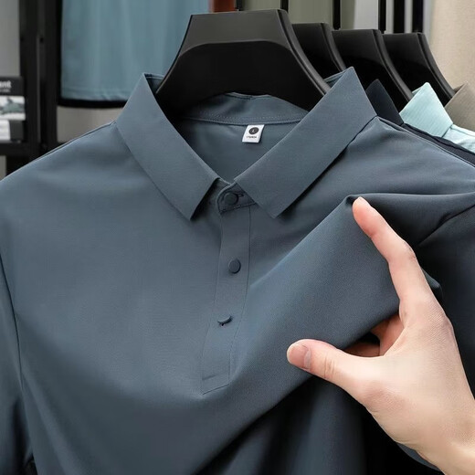 
zzang/ins light luxury high-end brand ice-sensing short-sleeved POLO shirt men's summer new casual lapel business t-shirt top 12357 black L (recommended 115-130Jin [Jin equals 0.5 kg])