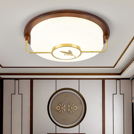 Éclairage en dentelle (NVC) Dernières couleurs de noyer LED PLADIER LED NOUVEAU SOIX SOIX DE CHINOISE CHAMME MAXTROOM ÉTUDE SALLE BALCON LAMPE 9195 MODÈLE ROND 475MM