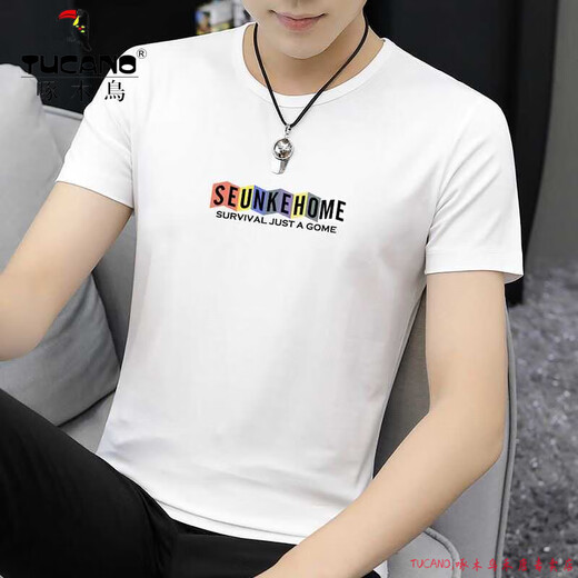 Camiseta de manga corta para hombres (Tucano) Summer 2025 Camiseta de manga corta para hombres Tendencia de camiseta de camiseta redonda de seda de seda de seda.