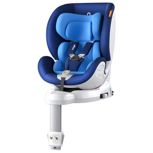 Prigel child safety seat car infant car newborn baby seat 0 to -4 12 years old reclining late maple blue (full injection molding + support legs + 360 degree rotation