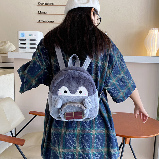 旻胜企鹅双肩背包女可爱卡通jk少女背包玩偶包公仔毛绒休闲迷你小书包 企鹅双肩背