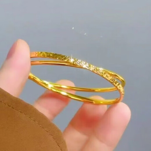 Yage Vietnam Sand Gold Fine Crushed Ice Double Ring Bracelet Simple Fashionable Versatile Bracelet for Your Girlfriend Crushed Ice Double Ring Bracelet