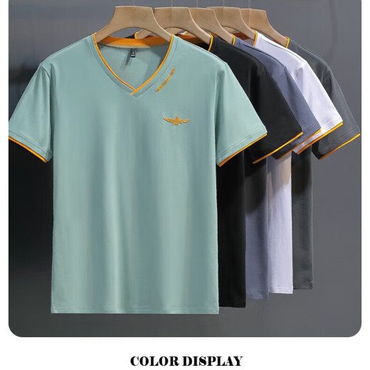 
Odell pure cotton summer short-sleeved T-shirt for men's V-neck thin Korean style trendy versatile half-sleeved top for men's T-shirt WF QY693 white pure cotton T-shirt 3XL Recommended 155-170Jin [Jin equals 0.5 kg]