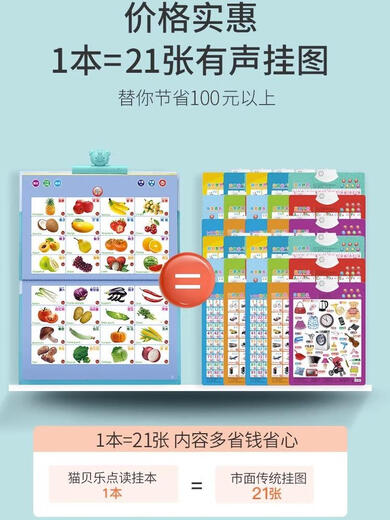 Qilicai a augmenté la taille de l'éducation de la petite enfance pour les jeunes enfants. Lumières Livrations de lecture cognitive pour les bébés Chinois et anglais Painting Book Machine d'apprentissage. Augmentation du livre audio et à l'image à 35 faces - Version record
