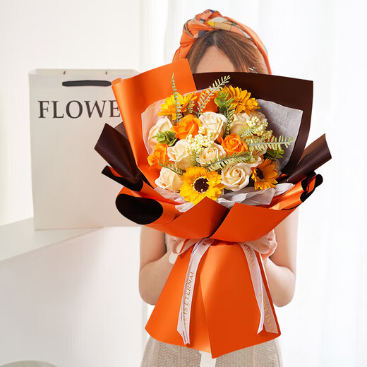 First Sunflower Everlasting Soap Rose Bouquet Gift Intra-city Delivery Wedding Anniversary New Year Party Gifts Non-Flowers