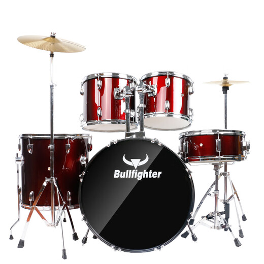 
Bullfighter drum set (Bullfighter) adult beginner children's professional grade jazz drum percussion instrument Burgundy 5 drums 2 cymbals (upgraded oil-skin drum face)