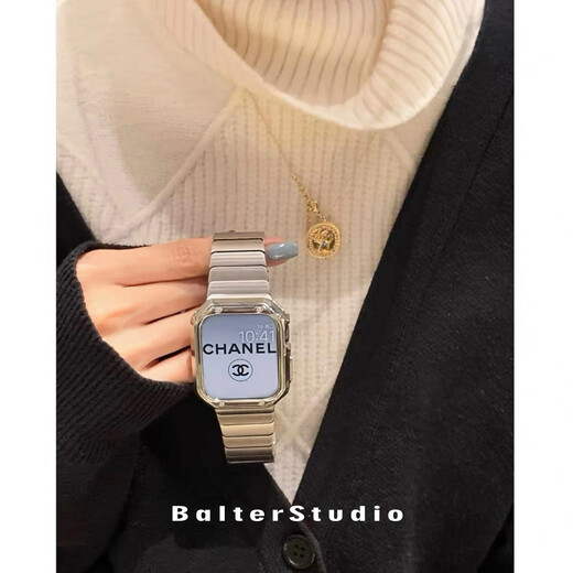 Balter星光记复古精致不锈钢金属表带适用于iwatch1098se简约通勤 星光色表带+星光色砖壳 仅出售表带不含手表